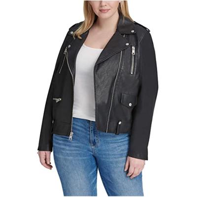 China Fat Girl Motorcycle Women's PU Leather Jacket Plus Size Waterproof Breathable Anti-Shrink Wholesale for sale