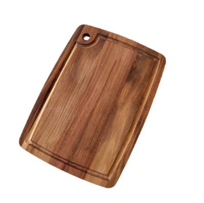 China Large High Quality Organic Wooden Kitchen Stocked Cutting Block Cutting Board with Juice Groove for sale