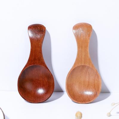 China Stocked Ready to Ship Customized Logo Mini Wooden Spoons Baby Feed Scoop Sugar Salt Seasoning Spoons Wood Doser for sale