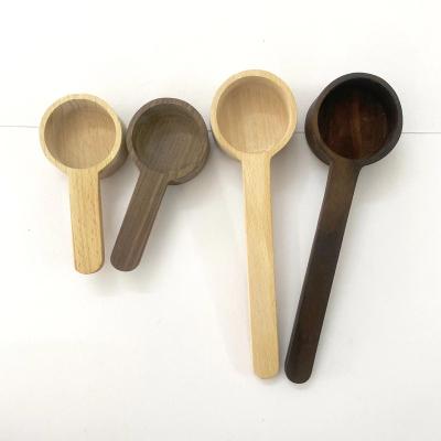 China Wholesale Custom Coffee Beech Logo Coffee Bean Measuring Spoon Stocked Wooden Scoop for sale