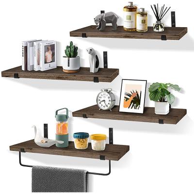 China Eco-Friendly Material Set Of 4 Wall Clapboard Display Wall Rack, Rustic Wall Mounted Corner Floating Shelves For Bedroom And Home Decoration for sale