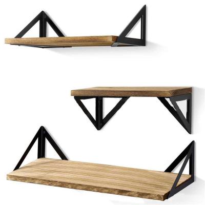 China 3 Floating Shelves Wall Mounted Rustic Wooden Wall Eco-friendly Material Set Shelves For Bedroom Bathroom Living Room for sale