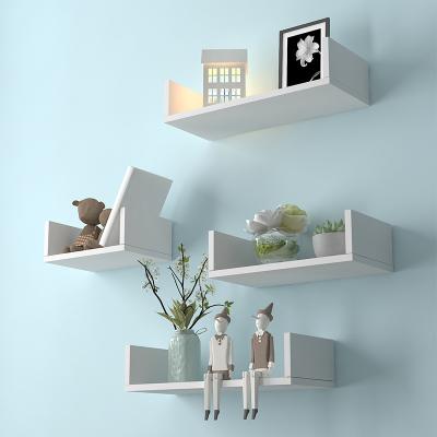 China Custom Home Multifunctional Floating Shelf Wall Hanging Shelf U Shape Eco-friendly Material Wall Mounted Shelves Lengthened Home Multifunction for sale