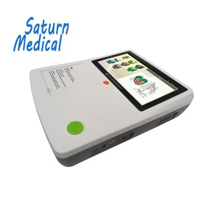 China Cheapest Price Plastic Touch Screen 12 Lead 3 Channel ECG Machine With Trolley for sale