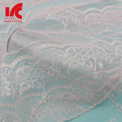 China Viable Sparkle Gallon Lace Fabric , Unique Pink Fuzhou Tulle Lace for sale