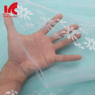 China China Anti-static White Eyelet Tulle Lace Fabric in a Rolls,Shiny Textile Wedding Veil Tissu Lace Fabric for sale