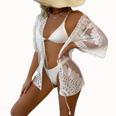 China Breathable Women's Summer Lace Embroidery Sunscreen Skirt Sexy Bikini Swimwear and Beach Wear for sale