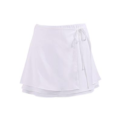 China Summer Fashion Solid Gauze Women's Breathable Skirts Pleat Wrap Hips Sexy Girls Short Skirt for sale