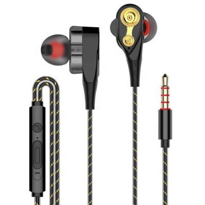 China 3.5mm In-Ear Earbud Dual Drive Headphone Stereo Cable In-Ear Sports Portable In-Ear Headset Single Headset Speaker With Microphone for sale