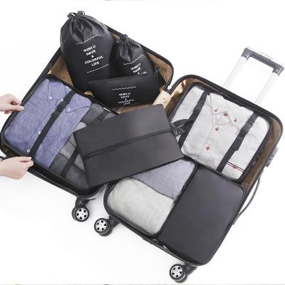 China High Quality Polyester Amazon Hot Travel Storage Waterproof Bag Set 8 in 1 Travel Set Foldable Luggage Organizing Bag for sale