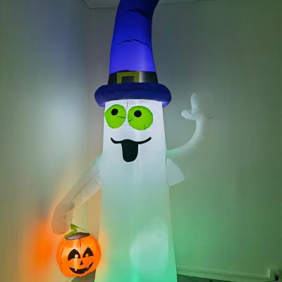 China 11FT inflatable GHOST WITH PUMPKIN W/color led light outdoor inflatable decoration for sale