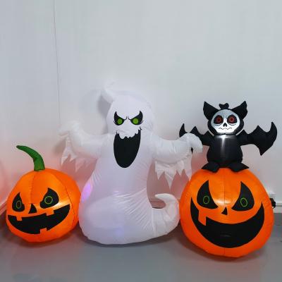 China 6FT Inflatable Ghost and Bat on Pumpkin w/Led Lights Inside Halloween Decoration Inflatable Toys for sale