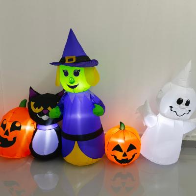 China 8FT inflatable witch, black cat, ghost and pumpkin w/led lights decoration inflatable toys for sale