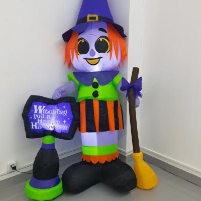 China 6FT Inflatable WITCH WITH ROAD SIGN W/LED LIGHTS INSIDE Decoration Inflatable Toys for sale