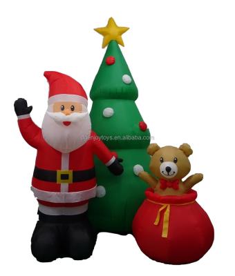 China Christmas Santa with tree and polyester bear in gift bag led lightweight polyester decotation inflatable toy for sale