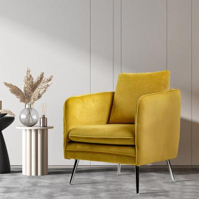 China Modern Styling Storage Hotel Accent Chair Yellow Comfortable Leisure Chair With Metal Legs for sale