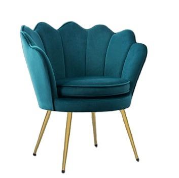 China Modern Teal Vanity Chairs Storage Accent Chair Velvet Fabric Chair with Gold Legs Comfortable Upholstered for sale