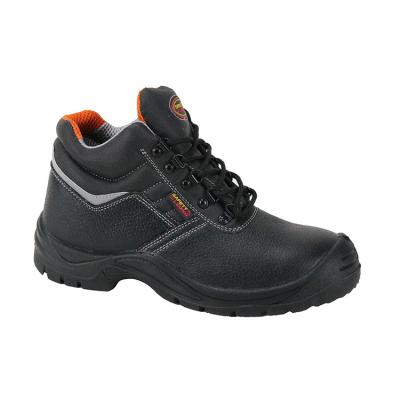 China Middle cut black Genuine leather waterproof lightweight steel toe Industrial Safety shoes for sale