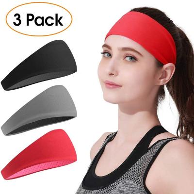 China Moisture Absorption 3 Pack Sports Headband Workout Headband Fit Sweatband Quick Dry Anti-skid Soft Breathable Elastic Yoga Custom Logo for sale