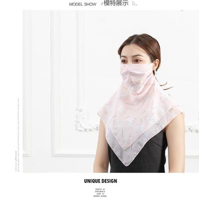 China Anti-ultraviolet hanging sheildsilk border scarf summer ear scarf chiffon veil shawl sunscreen universal large face square blanket scarf for sale