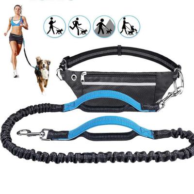 China Wholesale Custom Padded Logo Strong Reflective Nylon Jogging Hands Bungee Dog Leash Waist Zipper Pouch Bag Pet Free Advance For Running for sale