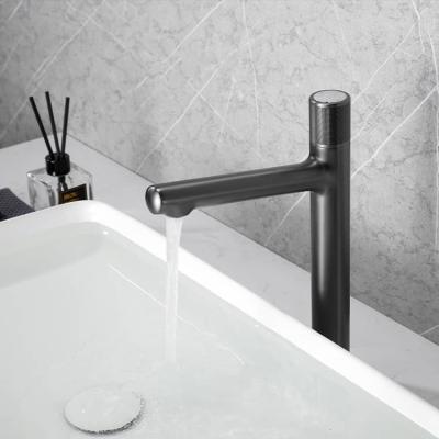 China Modern Gray Body Graphite Counter Basin Mixer Tall Basin Faucet For Bathroom for sale