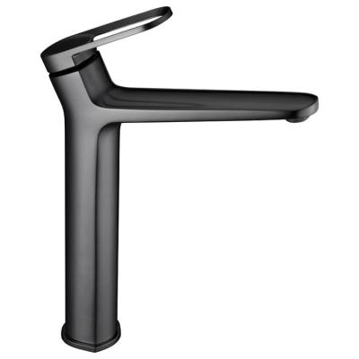 China Modern SUNRISE Series GraphiteTall Series Single Body Handle Brass Basin Mixer Tap For Bathroom for sale