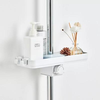 China Storage Rack 2021 New Design Installed On Round Rod Shower Accessories With Clothes Hook And Storage Rack for sale