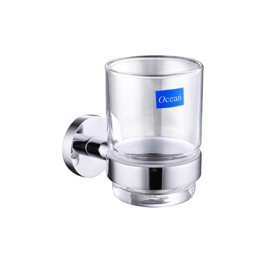 China Modern High Quality Bathroom Accessories Round Wall Base Mount Brass Chrome Tumbler Holder For Bathroom for sale