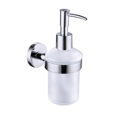 China Modern High Quality Accessories Brass Chrome Manual Liquid Soap Wall Mounted Dispenser For Bathroom for sale