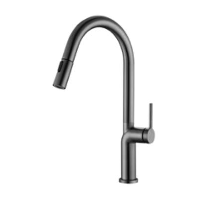 China Hot Selling High Quality Modern Gray Color Two Water Flow Modes Kitchen Pull Down Faucet for sale