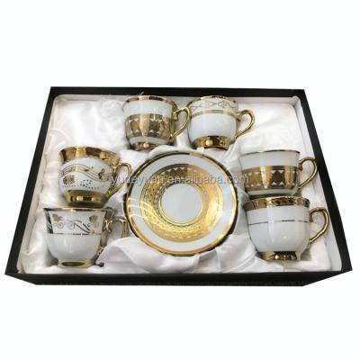 China Wholesale Price Gold Sliver Design Custom Logo Coffee Tea Cup And Saucer Set Viable Ceramic Porcelain for sale