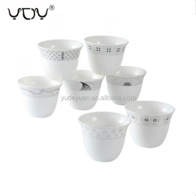 China 60cc 80cc viable custom porcelain cawa 12pcs white ceramic arabic cups for sale