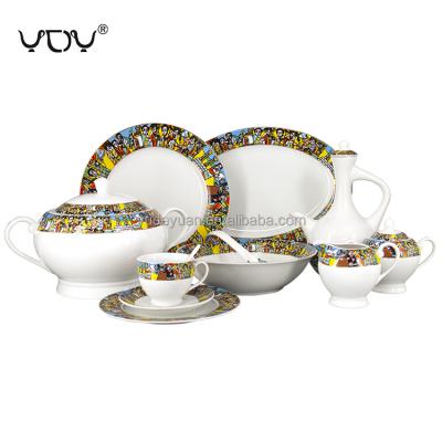 China Viable 48 Pieces Porcelain Coffee Ethiopian Eritrean Art Classic Saba Ethiopian Dinnerware Set Dinnerware Set Cup Coffee Set for sale