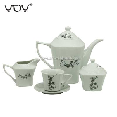 China Viable Custom New Logo Bone China Square Shape 17pcs White Tea And Coffee Sets for sale