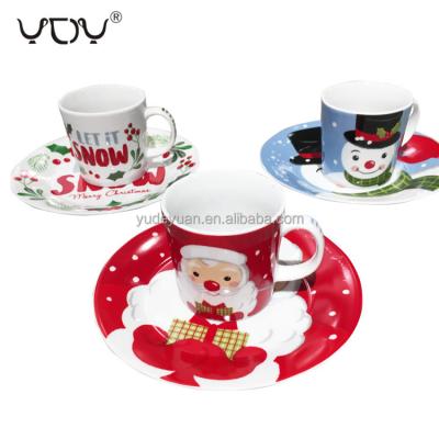 China Christmas New Viable Bone China Latest Design Santa Claus Snowman Ceramic Cup And Saucer Design for sale