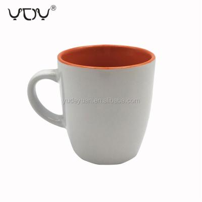 China Viable Cheap Color Inside Glaze 11oz Stoneware Porcelain Plain White Ceramic Coffee Mug for sale