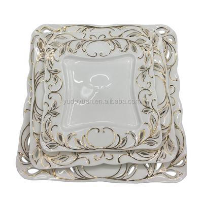 China Viable 3pcs Square Wholesale Cheap Bulk Dinner Decorative Wedding Dishes Set for sale