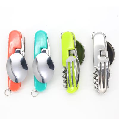 China Viable Multi Tool Detachable Cutlery Set Main Chain Portable Utensil Kit Folding Utensil Camping Multi-Use Set for sale