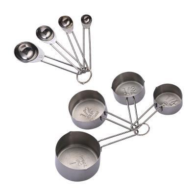 China Sustainable Kitchen Baking Tools Stainless Steel Measuring Cup Measuring Cup 8 Kitchen Utensils 8 Piece Set for sale