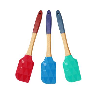 China Sustainable Factory Direct Eco - Friendly Wooden Handle Baking Cake Tools Silicone Spatula for sale