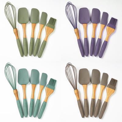 China Sustainable Good Quality 5pcs Silicone Spatulas Cake Tools Eco-friendly Silicone Spatulas Baking Set for sale