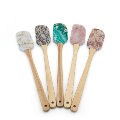 China Factory direct food grade viable colorful silicone spatula cooking tools with wood handle for sale