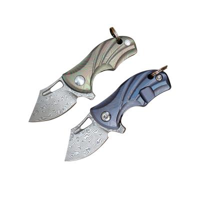 China Damascus knife mini EDC knife high quality steel portable outdoor camping folding survival knife for sale