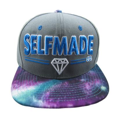 China Factory supply 3D breath of heaven embroidery gray starry snapback hats custom made polyester fabric for man for sale