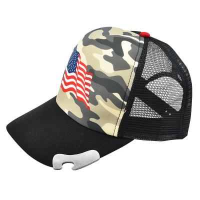 China COMMON New Arrival 5 Panel Bottle Opener Baseball Cap Hat Camouflage Trucker Hat With Cap Opener for sale