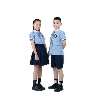 China Skirt and Polo Shirt School Uniforms Summer Kindergarten Primary Kids YIAO Brand Factory Supply OEM Custom Made School Tops for sale