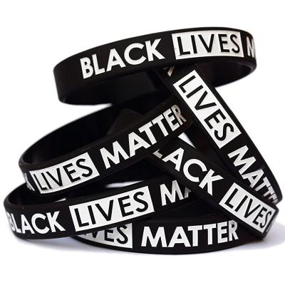 China Artificial Black Lives Matter Silicone Wristbands I Can't Breathe Anti-Racism Arm Bands Unisex Wristbands for sale