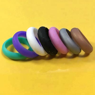 China Women's Casual/Sports Wedding Silicone Thumb Rings 7 Colors Pack Glitter To Sprinkle Thin Finger Rings for sale