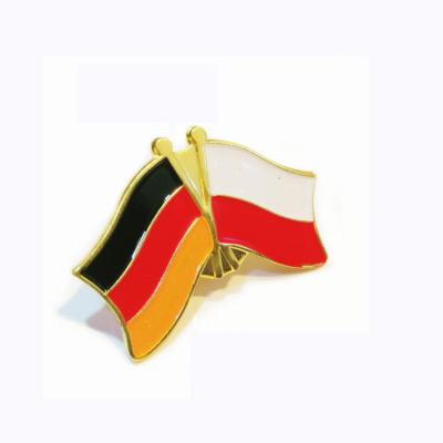 China Germany Double Country Flag Antique Enamel Metal Soft Imitation Lapel Pins Butterfly Clutch Badge Gold Plated Collar Pins for sale